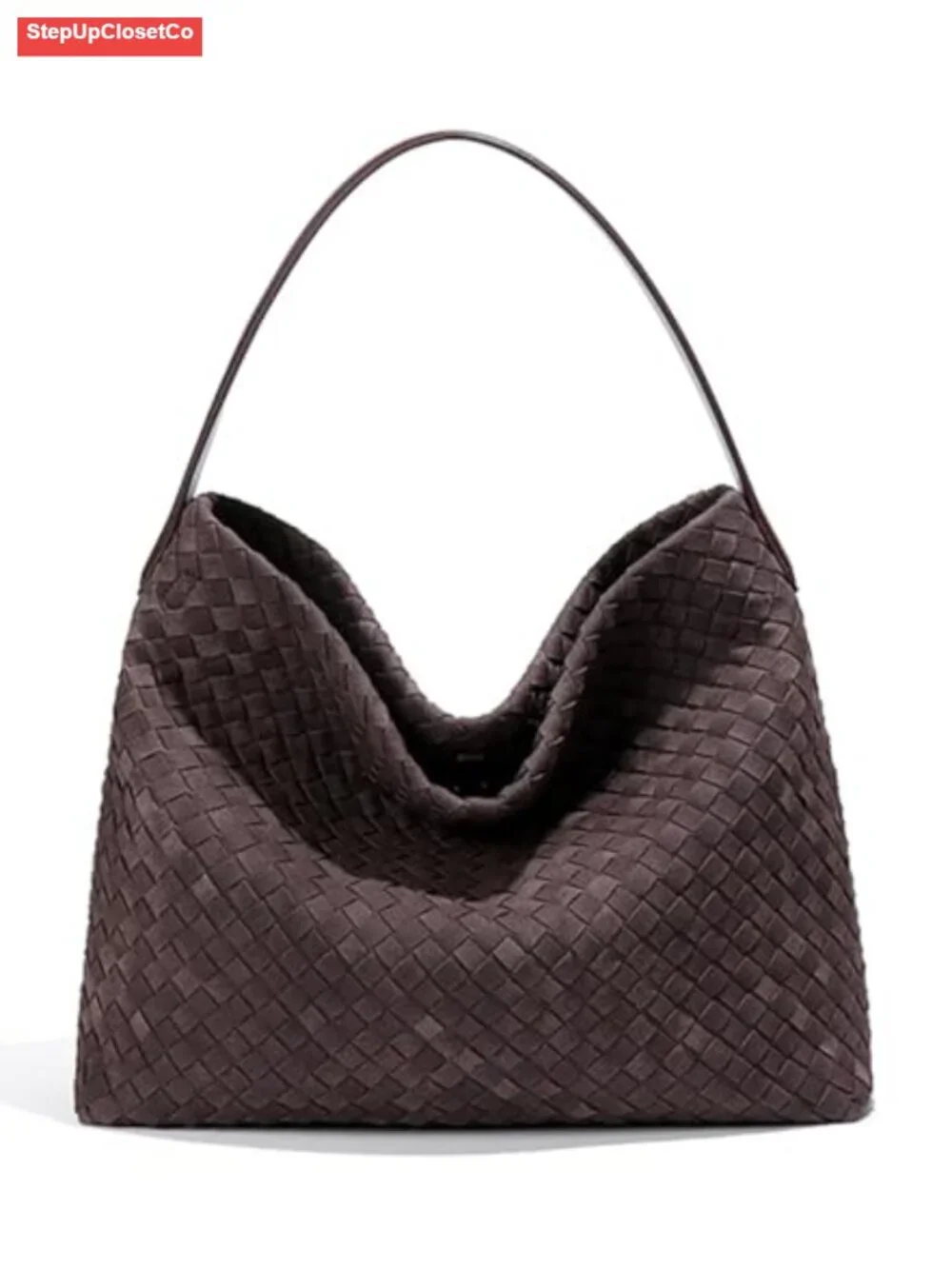 Women's Faux Suede Woven Hobo Tote Bag Shoulder Handbag Work Travel Purse